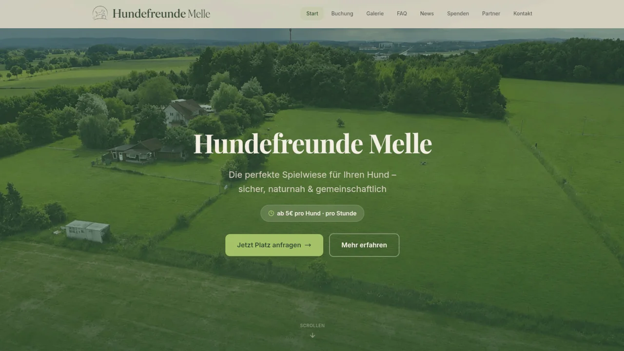 Startseite der von linus.digital entwickelten Website Hundefreunde Melle